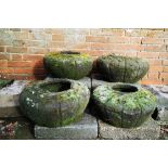 Garden Pots/Planters: A set of four composition stone pots 20th century 25cm high by 49cm wide