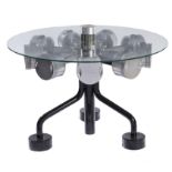 Aviation: A circular topped table incorporating 1930~s aircraft pistons 80cm high by 102cm diameter