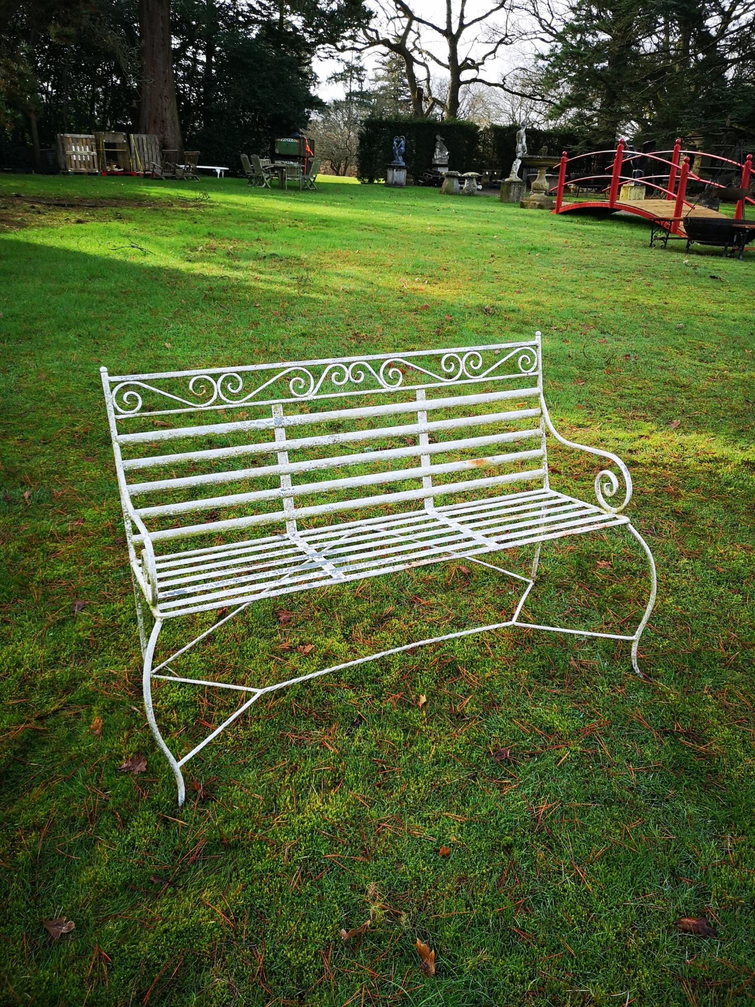 Garden Furniture: A wrought iron seat 2nd half 20th century 122cm wide