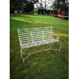 Garden Furniture: A wrought iron seat 2nd half 20th century 122cm wide