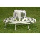 Garden Furniture: A strapwork wrought iron tree seat modern 182cm diameter