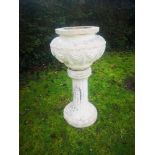 Garden Pots/Planters: An unusual painted stoneware urn early 20th century 84cm high