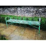 Garden Seat: An unusual strapwork bench mid 19th century 180cm wide