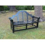 Garden Furniture: A painted hardwood Lutyens style seat late 20th century 166cm wide, together