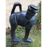 Modern Sculpture: Wilfred Tembo Playful Baboon Springstone Signed 112cm high by 75cm wide by 48cm