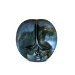 Modern Sculpture: Godfrey Kurari Man in the Moon Springstone Signed 38cm high by 36cm wide by 21cm