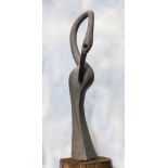 Modern Sculpture: Peter Chidzonga Scratching My Wing Springstone Signed 120cm high by 34cm wide by