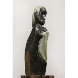 Modern Sculpture: Kennedy Musekiwa Sharing a Moment Opal stone Signed 48cm high by 16cm wide by 10cm