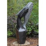 Modern Sculpture: Tinei Mashaya The Origin of Beauty Springstone Signed 190cm high by 80cm wide by