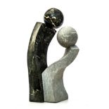 Modern Sculpture: William Wilberforce Chewa Dancing Lovers Opal Stone Signed 70cm high by 45cm