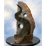 Modern Sculpture: Jacob Edward Mufty Crane Opal Stone Signed 40cm high by 19cm wide by 16cm deep