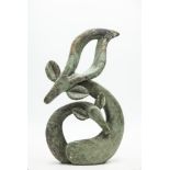 Modern Sculpture: Fungai Dodzo Motherly Love Cobalt stone Signed 46.5cm high by 31cm wide by 8cm