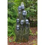 Modern Sculpture: Sylvester Mubayi Mary, Joseph, Angels and Wiseman Springstone Signed 210cm high by