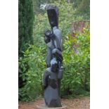 Modern Sculpture: Tinei Mashaya Family Harmony Springstone Signed 265cm high by 60cm wide by 50cm