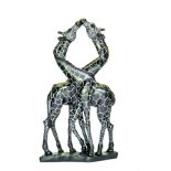 Modern Sculpture: Fani Mupango Kissing Giraffe Opal Stone Signed 68cm high by 38cm wide by 16cm deep