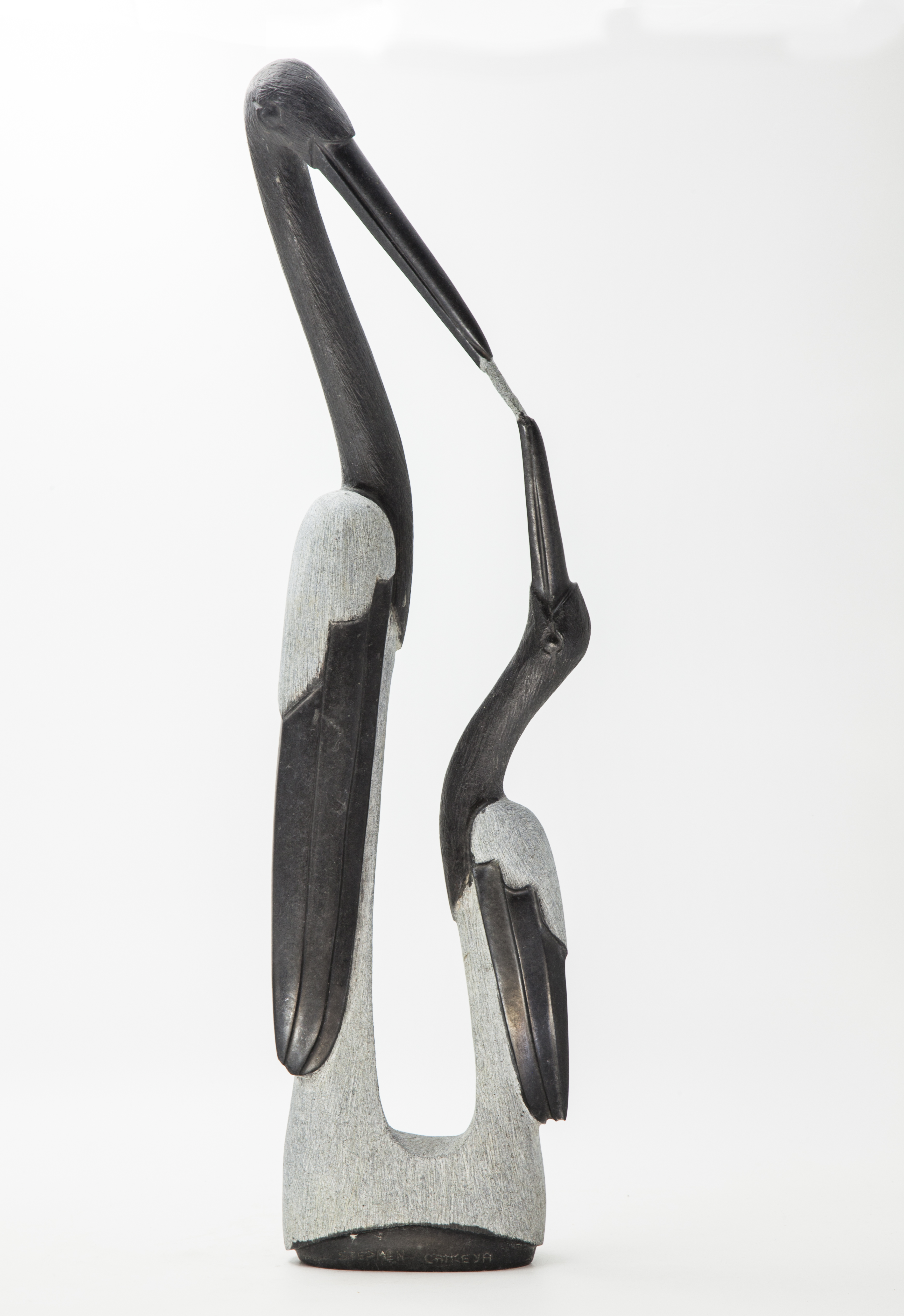 Modern Sculpture: Steven Dambaza Feeding my Own Springstone Signed 64cm high by 19cm wide by 11cm