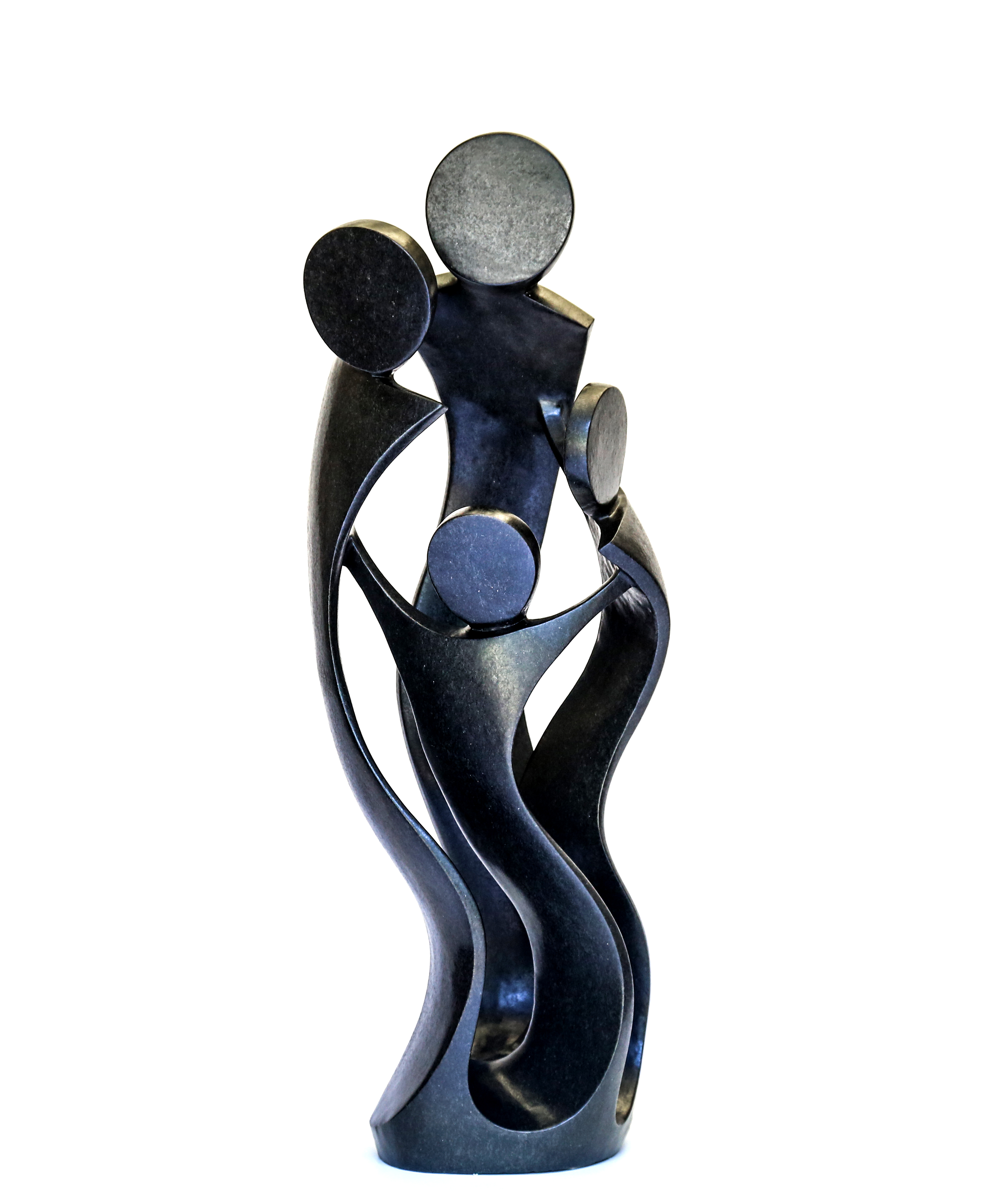 Modern Sculpture: Innocent Nyashenga Get Together Spingstone Signed 81cm high by 31cm wide by 26cm