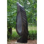 Modern Sculpture: Tinei Mashaya Leaf Springstone Signed 190cm high by 65cm wide by 40cm deep
