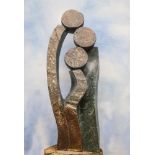 Modern Sculpture: William Wilberforce Chewa Happy Together Opal Stone Signed 108cm high by 42cm wide
