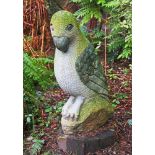 Modern Sculpture: Locardia Ndandarika Parrots Etemal Opalstone Signed 105cm high by 46cm wide by