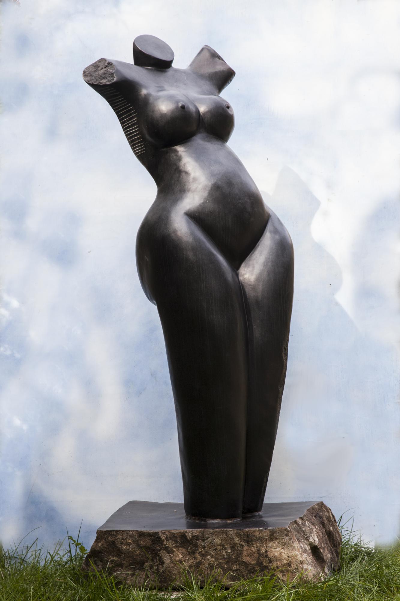 Modern Sculpture: Innocent Nyashenga Proud of My Body Springstone Signed 171cm high by 70cm wide