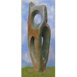 Modern Sculpture: Emmanuel Changunda Homage to Barbara Opal Stone Signed 200cm high