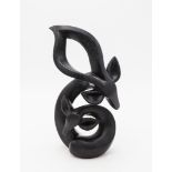 Modern Sculpture: Fungai Dodzo Mothers Care Springstone Signed 26.5cm high by 19cm wide by 12cm deep