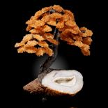 Interior Design/Minerals: A large citrine tree on natural geode base, 40cm high by 25cm wide