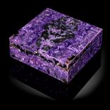 Interior Design/Minerals: A charoite veneered marble box, 14.5cm square