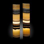 Interior Design/Minerals: A pair of cylindrical onyx lamps, Mexico, 51cm