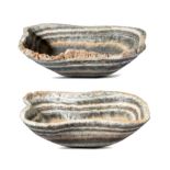 Interior Design/Minerals: Two banded onyx bowls, the largest 30cm