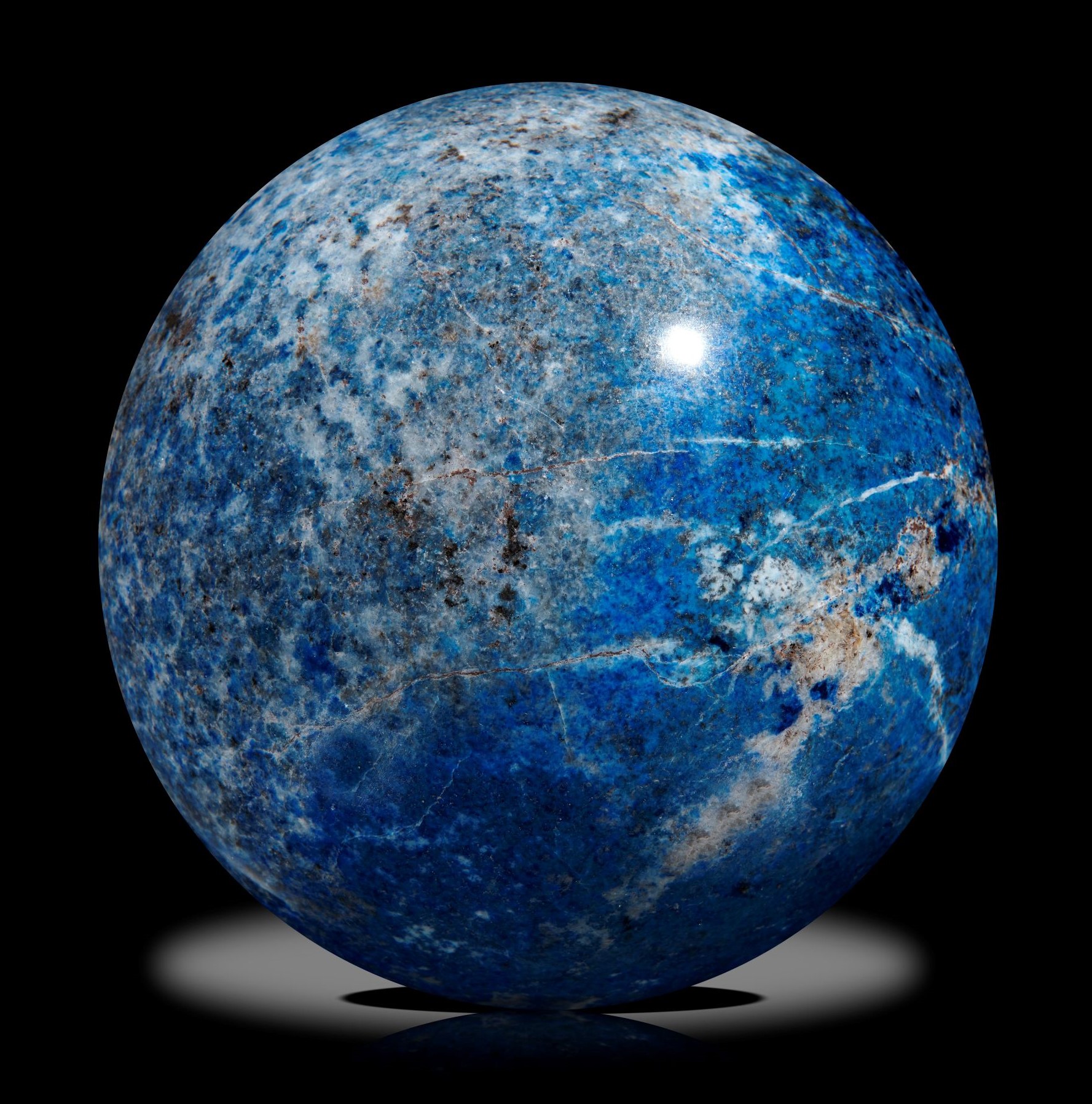 Interior Design/Minerals: A blue jean Lapis lazuli sphere, 14cm diameter, 4.76kg“Blue Jean” lapis