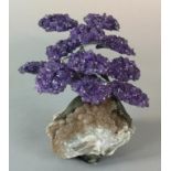 Interior Design/Minerals: A simulated bonsai tree in amethyst and on natural quartz matrix base,
