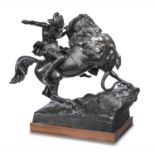 Sculpture: After August Karl Eduard Kiss: A bronze group of a fighting Amazon on horseback, late