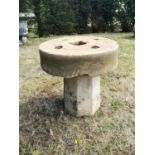 Garden Tables/Furniture: A carved Cotswold stone small table, (made up), 57cm highThe Cotswold