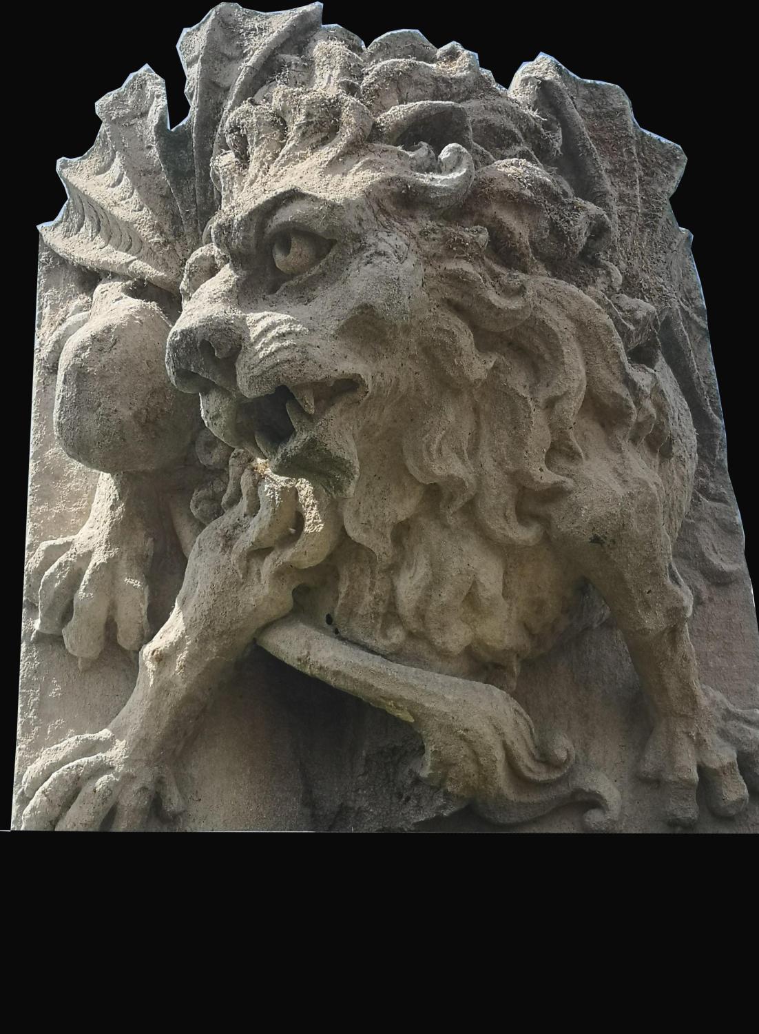 Garden statues: A rare and fine carved Cotswold stone gargoyle lion, signed and dated H. Blazer 1833 - Image 2 of 2