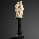 Interior Design/Ornament: Pietro Bazzanti: An alabaster group of two young lovers, signed P Bazzanti