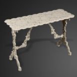 Garden Tables/Furniture: A rare Coalbrookdale cast iron table, late 19th century, with diamond