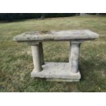 Garden Tables/Furniture: An unusual carved Cotswold stone table, 2nd half 19th century, 123cm long