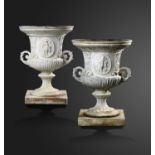 Garden planters/pots: A pair of rare cast iron urns, 2nd half 19th century, 83cm high