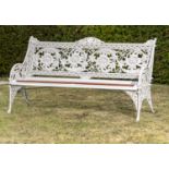 Garden Seats/Furniture: A pair of Coalbrookdale Horse Chestnut pattern cast iron seats, circa