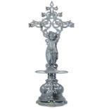 Hall furniture: An impressive Victorian cast iron stick stand, circa 1870, with two lift out drip