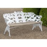 Garden Seats/Furniture: A large Coalbrookdale Fern and Blackberry pattern seat, circa 1870, 193cm