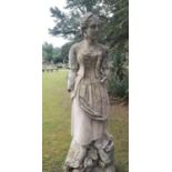 Garden statues: Attributed to Austin and Seeley: A composition stone figure of a rustic girl, 2nd