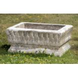 Garden pots/urns: A rectangular carved marble planter, Northern European, late 19th century, 32cm