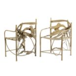 Chairs/furniture: ▲ A pair of bronze chairs by John Harwood in the style of Claude Lalanne, the