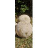 Gate piers: A pair of carved Cotswold stone gate pier balls, 32cm diameterThe Cotswold Collection.
