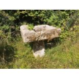 Troughs/Planters: A carved rectangular stone trough raised up on staddlestone base, 84cm high by