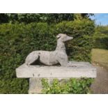 Garden Statues: An Austin and Seeley composition stone greyhound, 2nd half 19th century, 57cm high