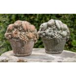 Garden pots/urns: A pair of terracotta fruit baskets, late 19th century, 27cm high